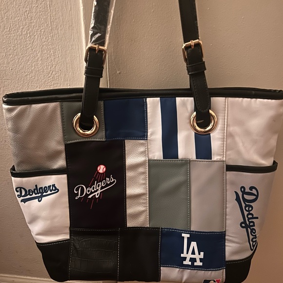 Patchwork Tote Bag with Black and Blue Accents LA Dodgers